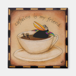 Rolig magnet för kaffekråkatecknad