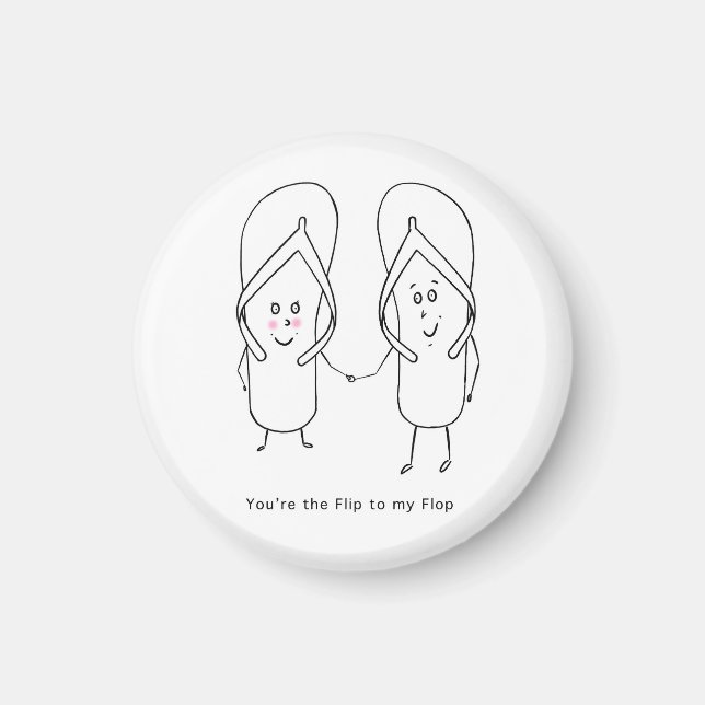 Rolig magnet, söt par, flip flop-magnet  magnet (Framsidan)