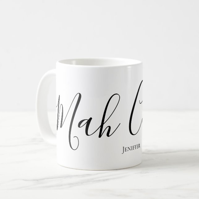 Rolig Mahjong-kopp med personlig text "Mah Coffee" Kaffemugg (Framsida vänster)
