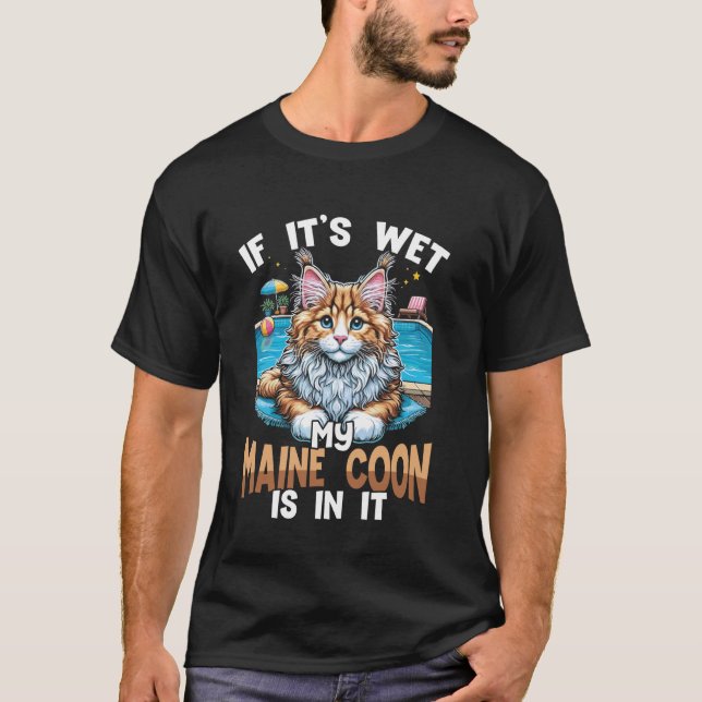 Rolig Maine Coon Katt Grafik T Shirt (Framsida)
