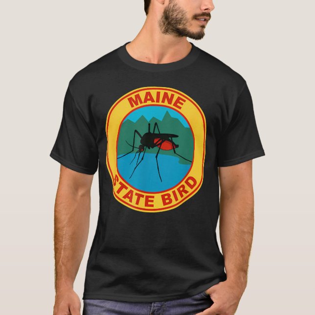 Rolig Maine Myggstat T Shirt (Framsida)