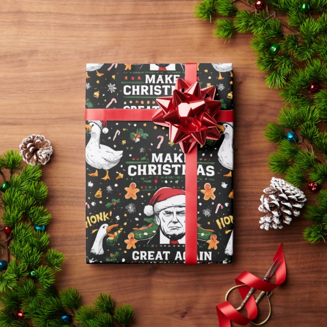 Rolig Make Christmas Great Again-Gås Meme  Presentpapper (Julgåva)