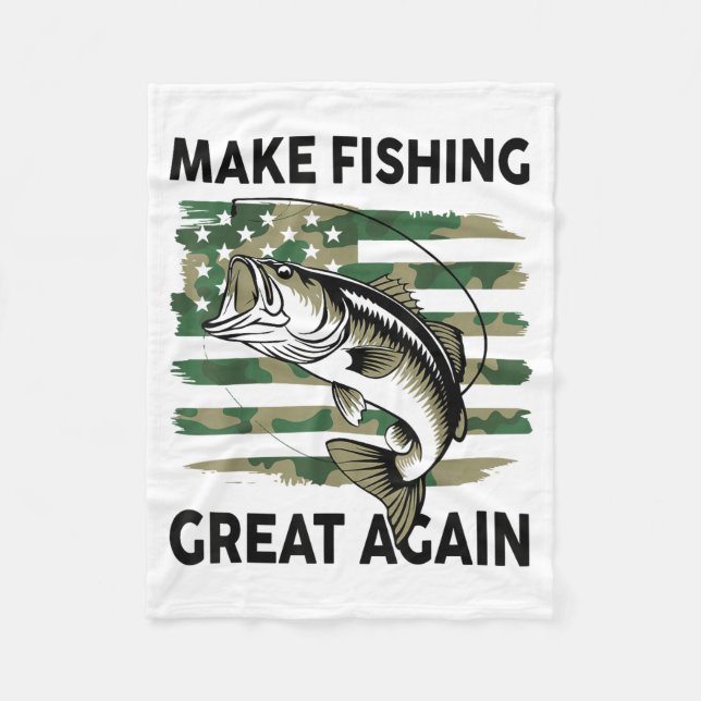 Rolig Make Fishing Great Again Kamouflage B Fisk A Fleecefilt (Framsidan)