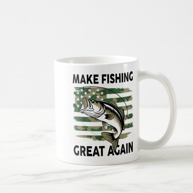 Rolig Make Fishing Great Again Kamouflage B Fisk A Kaffemugg (Höger)