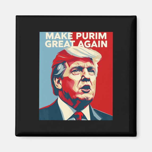 Rolig Make Purim Great Again Purim-kostym Trump L Magnet (Framsidan)