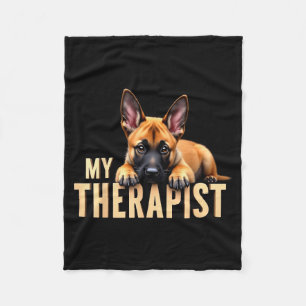 Rolig Malinois-valp Min Therast Belgisk Shepherd D Fleecefilt