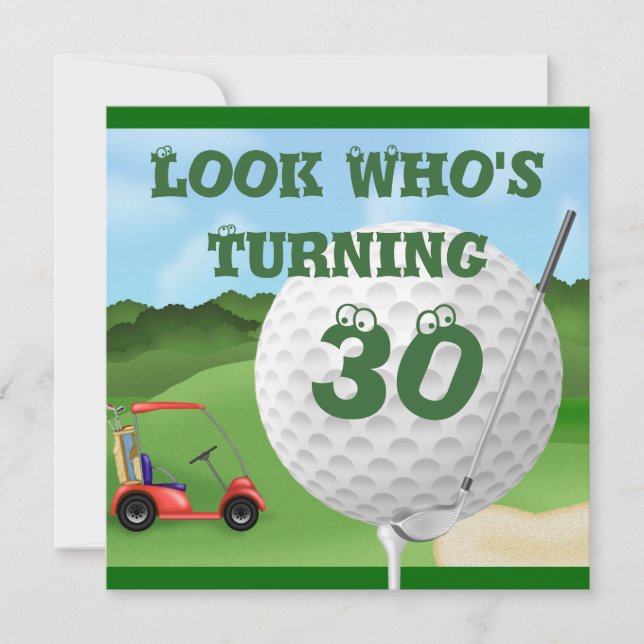 Rolig MALL för Golf30års födelsedaginbjudningar (Framsida)