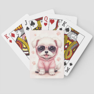 Rolig malteser Kawaii hund Casinokort