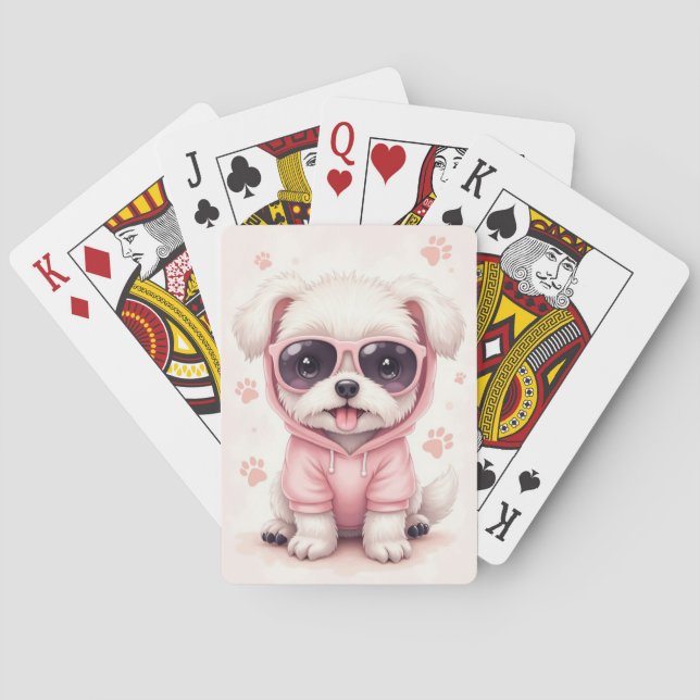 Rolig malteser Kawaii hund Casinokort (Baksidan)