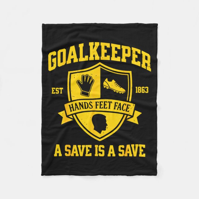 Rolig Målvakt Fotboll Målvakt Keeper Retro Varsity Fleecefilt (Framsidan)