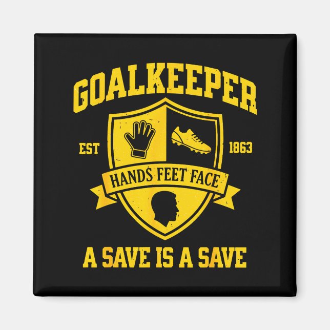 Rolig Målvakt Fotboll Målvakt Keeper Retro Varsity Magnet (Framsidan)