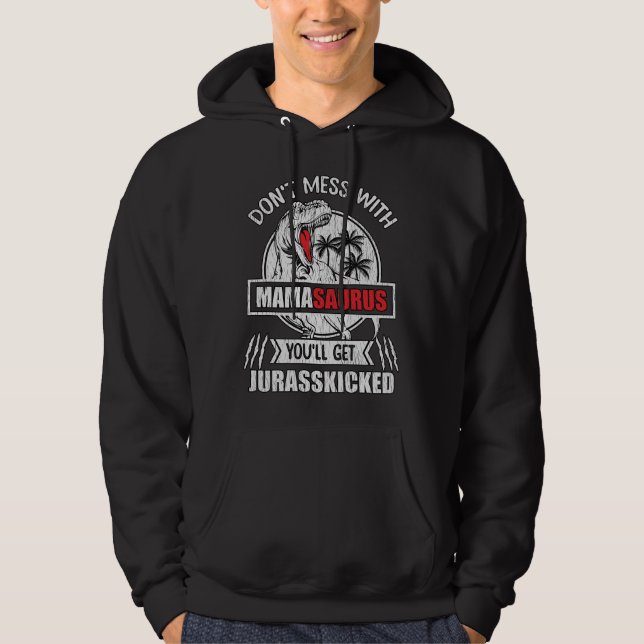Rolig Mamädinosaurpresent Mamasaurus Mammapresent Hoodie (Framsida)