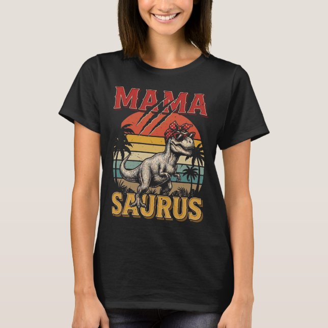 Rolig Mamasaurus T Rex Dinosaur Bandana Retro Mamm Shirt (Framsida)
