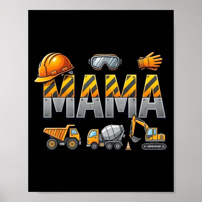 Rolig mamma bygg grävmaskin barn matchande poster (Framsidan)