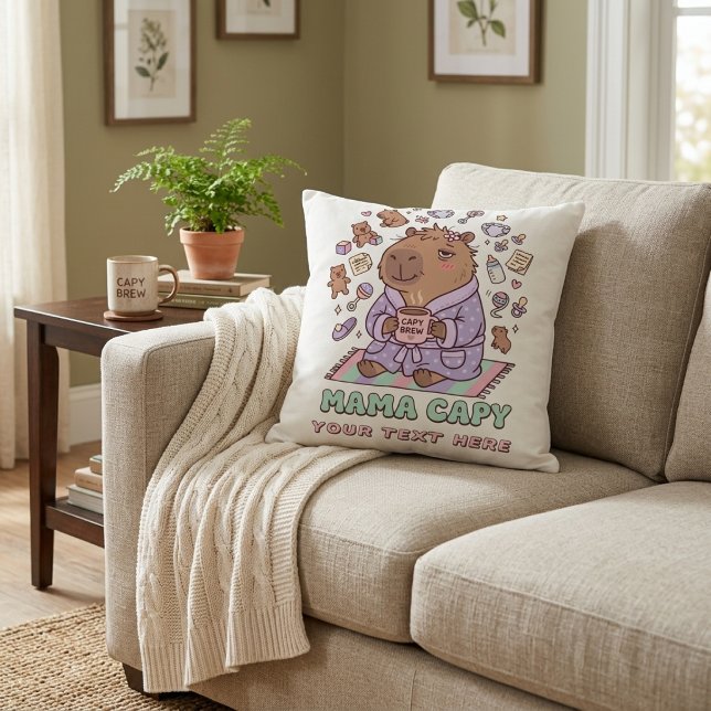Rolig Mamma Capy Mors Dag Trött Mamma Present Kudde (Skapare uppladdad)