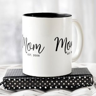 Rolig Mamma Etablerad Datum Svart Skrift Ny Mamma Två-Tonad Mugg