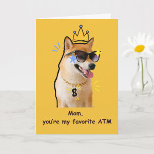 Rolig Mamma Kort Favorit Bankomat Hund Humor