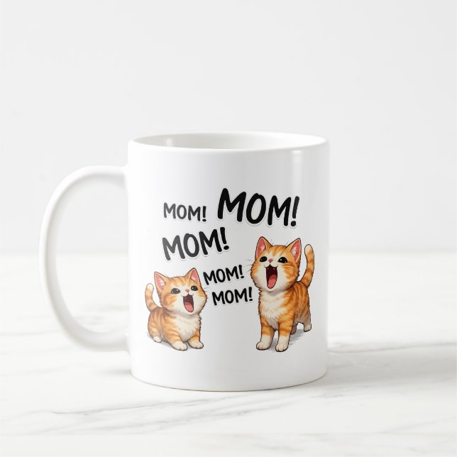 Rolig MAMMA! MAMMA! MAMMA Orange Tabby Kattungar Kaffemugg (Vänster)