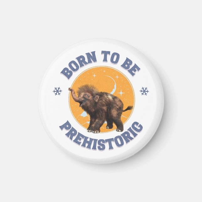 Rolig mammutbaby Förhistorisk födelsedag Magnet (Framsidan)