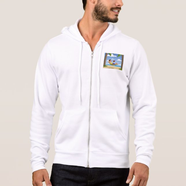 Rolig man som slappnar av i strandhammock t shirt (Framsida)