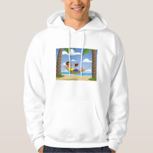 Rolig man som slappnar i strandhammock hoodie