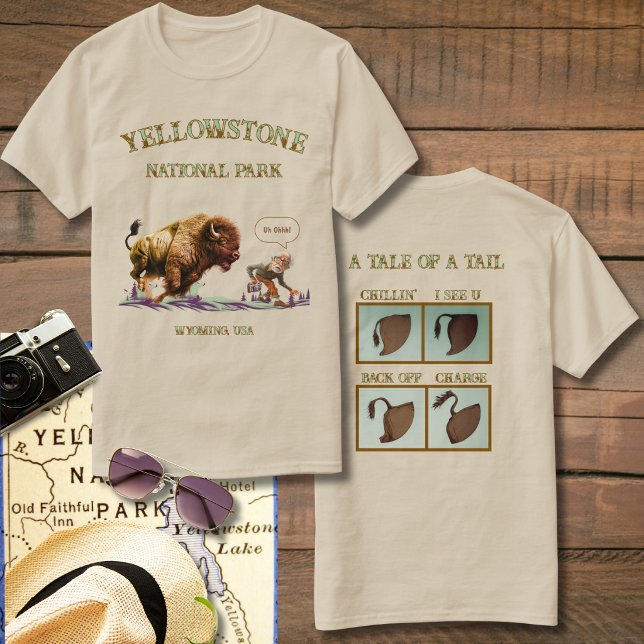 Rolig man som tar bild Bison Buffalo T-shirt (Skapare uppladdad)