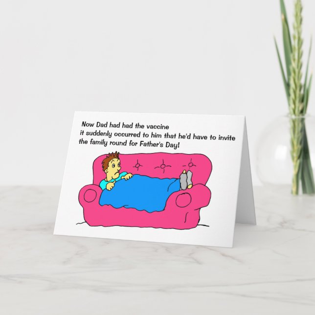 Rolig Man Vaccin Tecknad Glad Fars Dag Kort (Framsida)