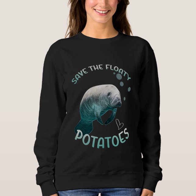 Rolig Manat Rädda De Flytande Potatismanat T Shirt (Framsida)