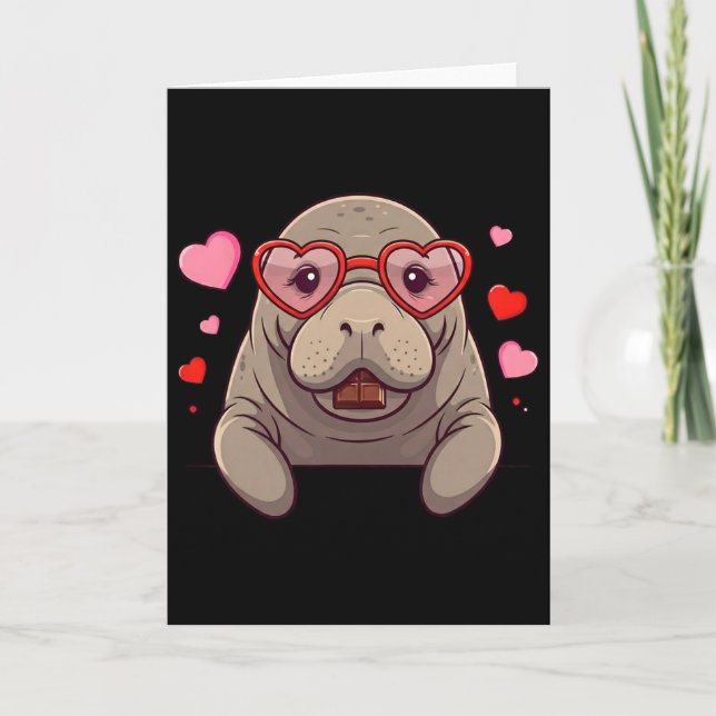 Rolig Manatee Hjärt Choklad Alla Hjärtans Dag Dam  Kort (Framsida)
