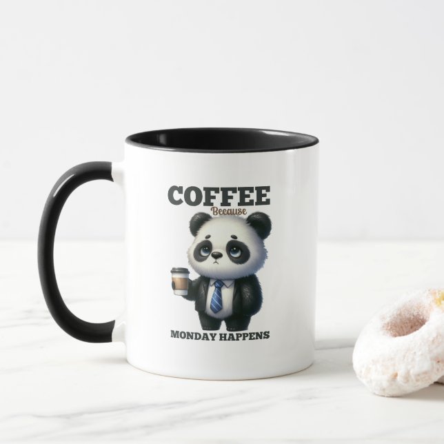 Rolig måndag kaffe panda björn ord konst  mugg (Med munk)