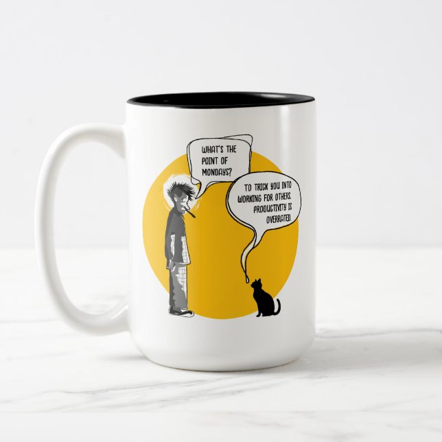 Rolig måndag Katt Kontor Humor Sarcasm Två-Tonad Mugg (Vänster)