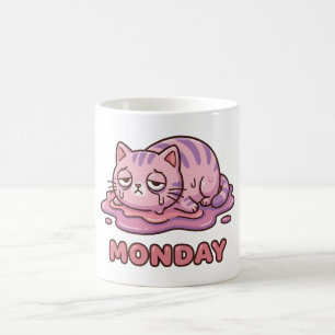 Rolig Måndags Smältning Rosa Katt Kaffe Mugg