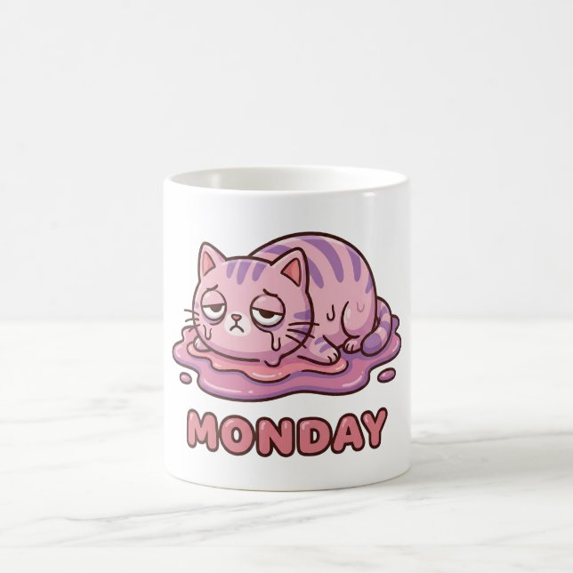 Rolig Måndags Smältning Rosa Katt Kaffe Mugg (Center)