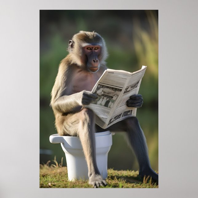 Rolig Mandrill Apa Badrumstryck Toalettsköld Poster (Framsidan)