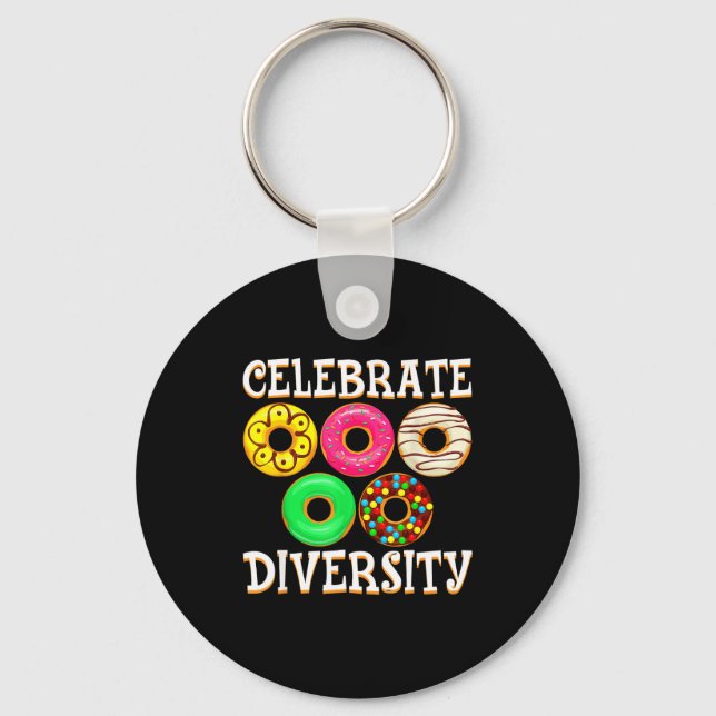 Rolig mångfald munk älskare donut dag melanin nyckelring (Framsida)