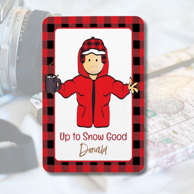 Rolig manlig seriefigur Snö Alaskansk semester  Magnet (Skapare uppladdad)