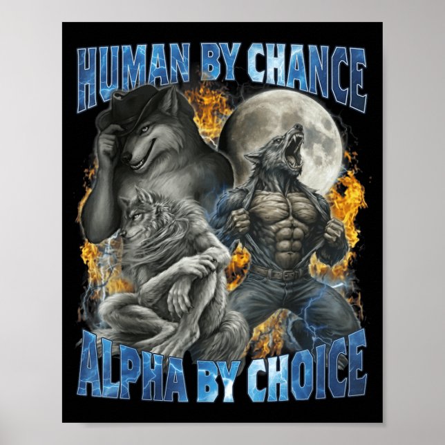Rolig människa av en slump Alfa genom val Varg Mat Poster (Framsidan)