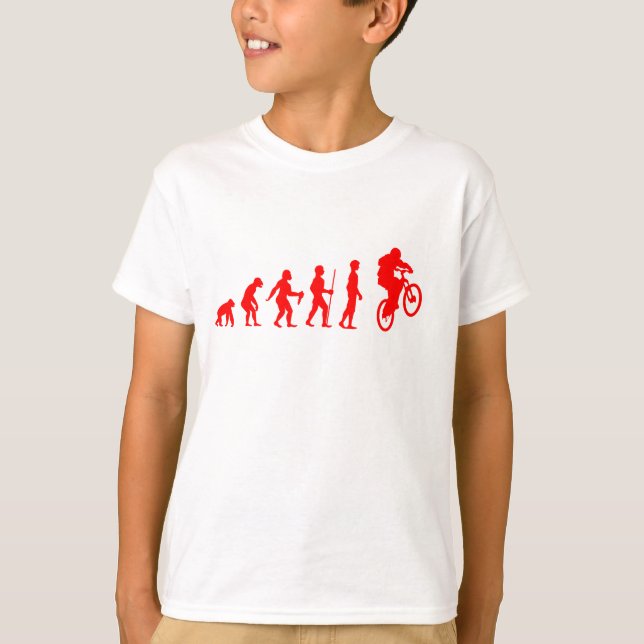 Rolig människans utveckling till mountainbikerhopp t shirt (Framsida)