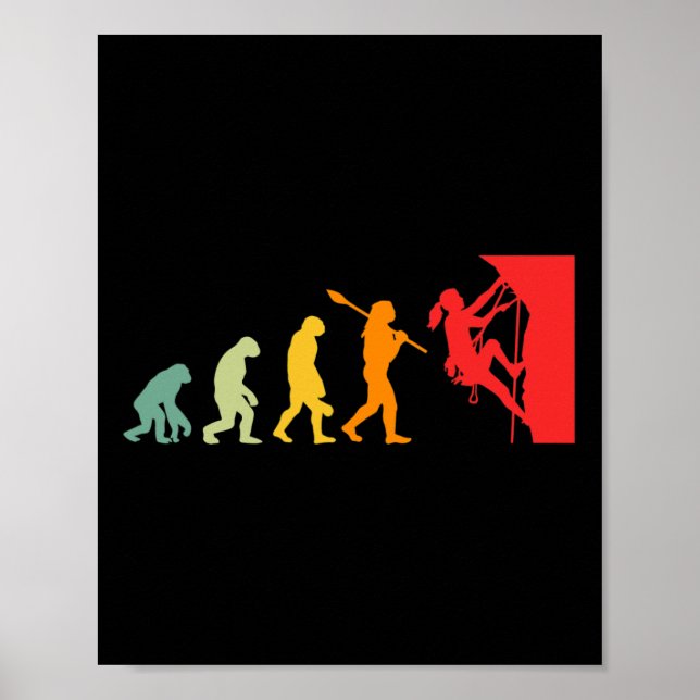 Rolig människas klätterutveckling Rolig Retro  Poster (Framsidan)