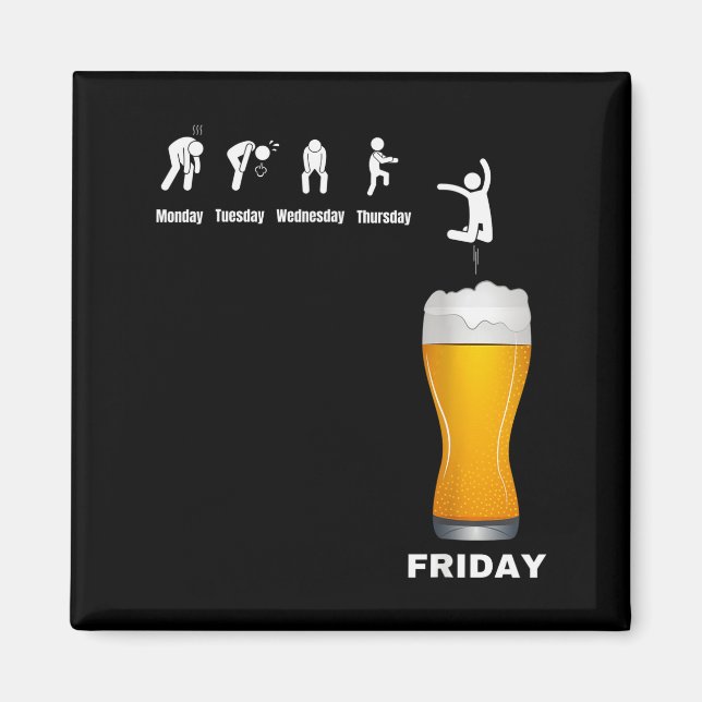 Rolig Mäns Vecka Från Måndag Till Fredag - Öl Alko Magnet (Framsidan)