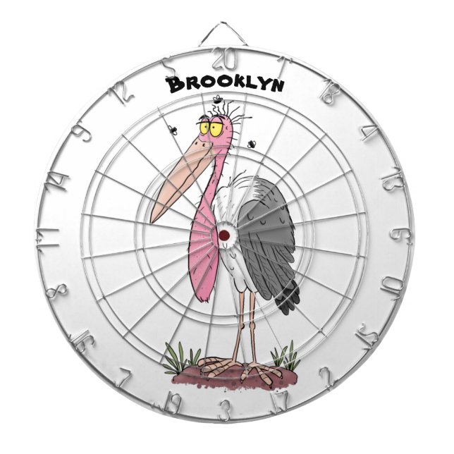 Rolig maraboustork tecknad film darttavla (Framsidan)
