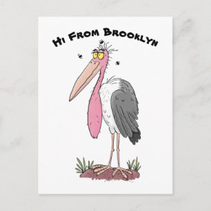 Rolig maraboustork tecknad serie vykort
