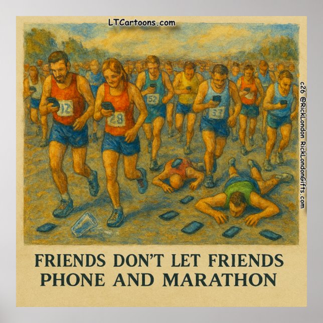 Rolig Maraton Cartoon – Vänner Låter Inte Vänner Poster (Framsidan)