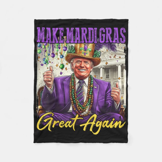 Rolig Mardi Gras Donald Trump Mardi Gras Amerikans Fleecefilt (Framsidan)