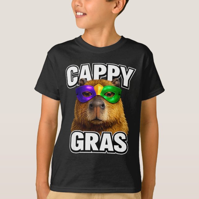 Rolig mardi gras mask capybara meme t shirt (Framsida)