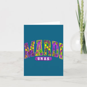 Rolig Mardi Gras-parad Karnival Män Kvinnor Barn Tack Kort