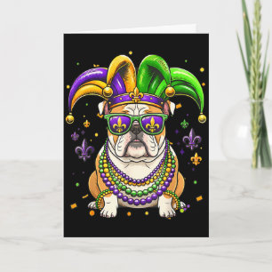Rolig mardi gras pärlor engelsk bulldog festivalRo Kort