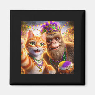Rolig Mardi Gras Selfie Katt Bigfoot Citat _1 Magnet