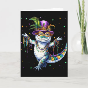 Rolig Mardigator Mardi Gras Alligator Dansande Kar Kort
