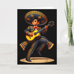 Rolig Mariachi Sombrero Cinco De Mayo Gitarr Man F Kort